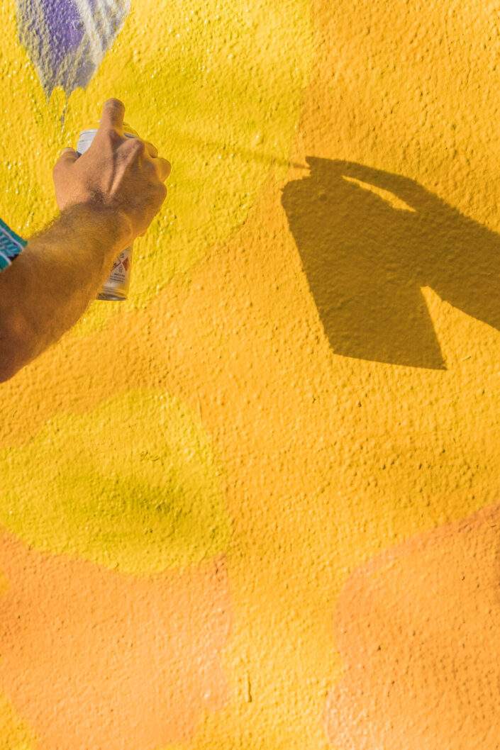 Proceso creativo del mural de Maga y El Rughi en Arnau Gallery Septiembre 2022